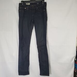 AG Adriano Goldshmied size 25R The Stevie Slim Straight Skinny Jeans Dark